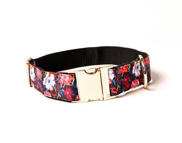 The Birdie Floral Collar with Matte Gold Finish Buckle - 1.5 inch