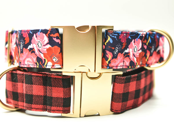 The Birdie Floral Collar with Matte Gold Finish Buckle - 1.5 inch