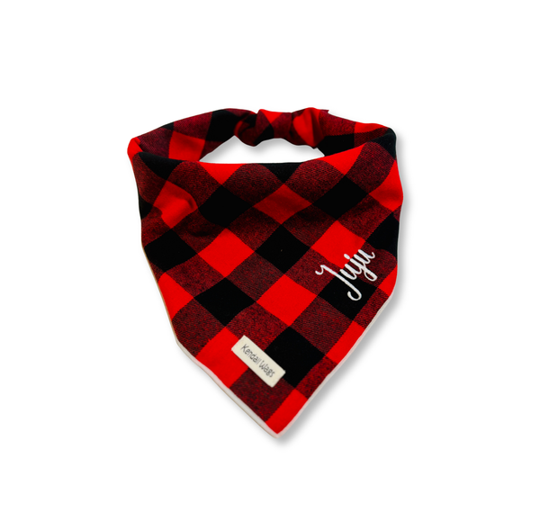 The Bosco Buffalo Plaid Flannel Dog Bandana - Red