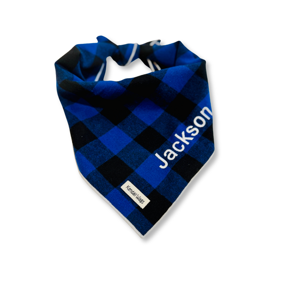 The Cricket Buffalo Plaid Flannel Dog Bandana - Blue
