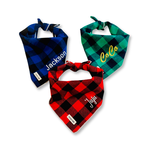 The Bingo Buffalo Plaid Flannel Dog Bandana - Green