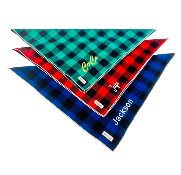 The Bingo Buffalo Plaid Flannel Dog Bandana - Green