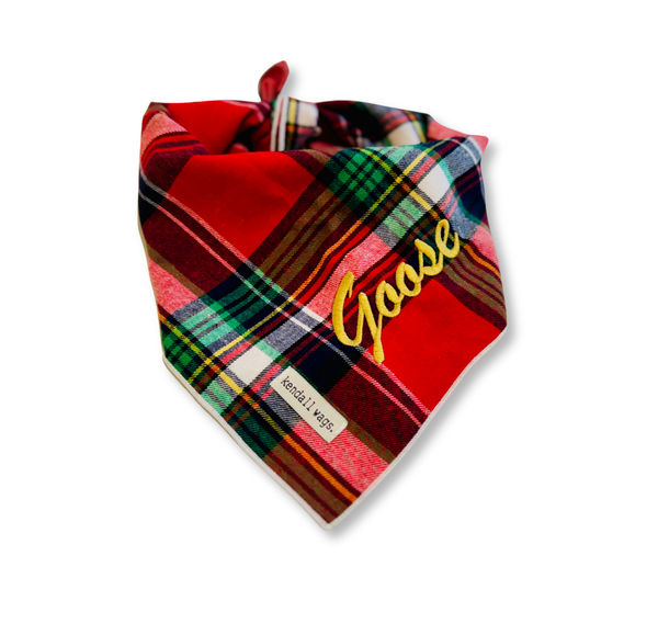 The Tartan Plaid Flannel Dog Bandana - Red