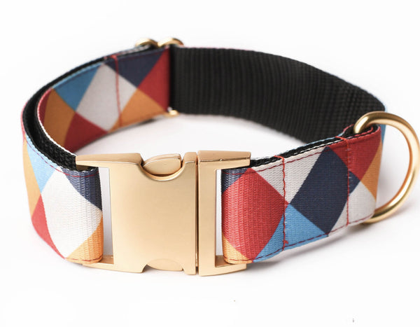 Color Block Collar with Matte Gold Hardware - 1.5 inch buckle